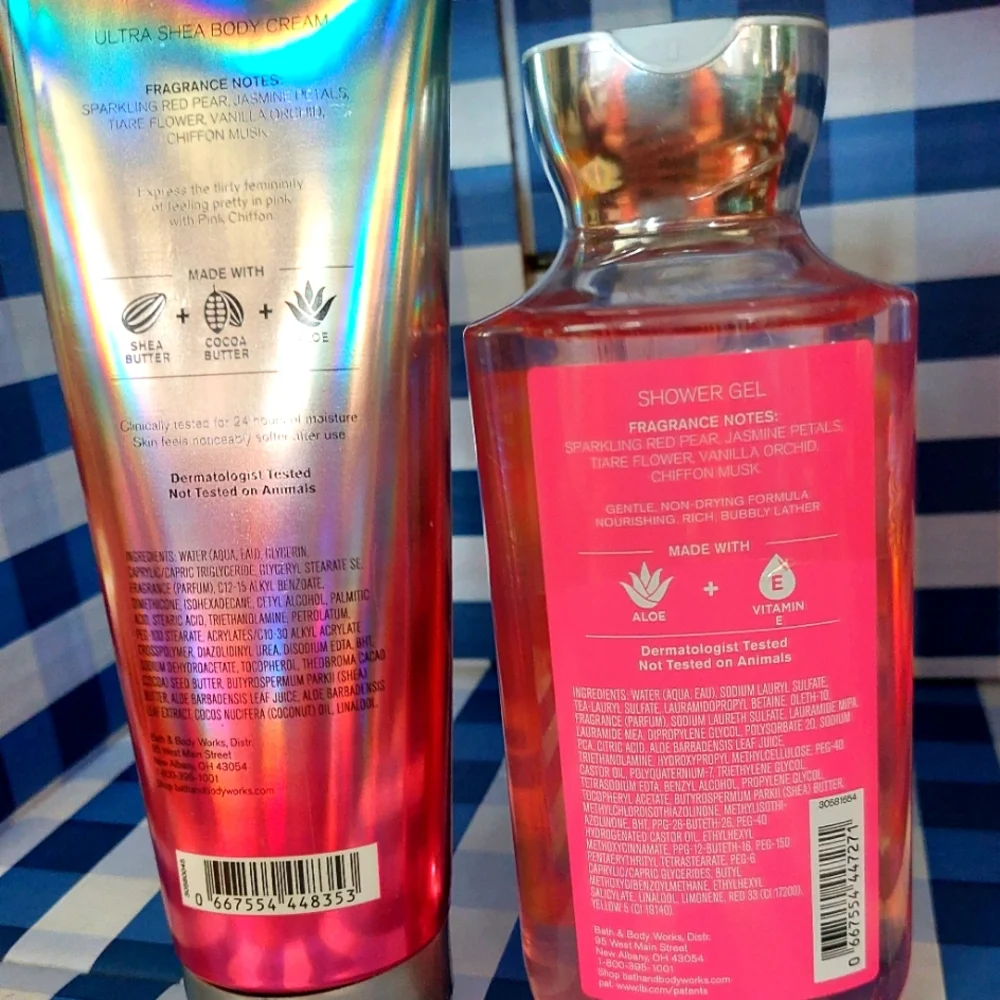 Bath n body body creme/ shower gel Pink Chiffon NWT . - Picture 2 of 3